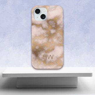 Creme-Gold-Rosa-Marmor-Muster iPhone 15 Hülle