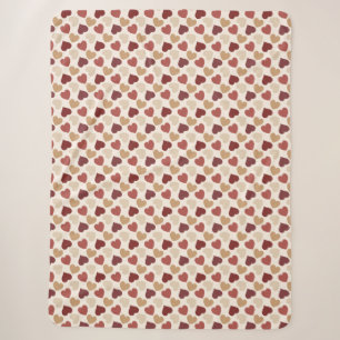 Creme Gold Rote Herzen Liebe Sherpadecke