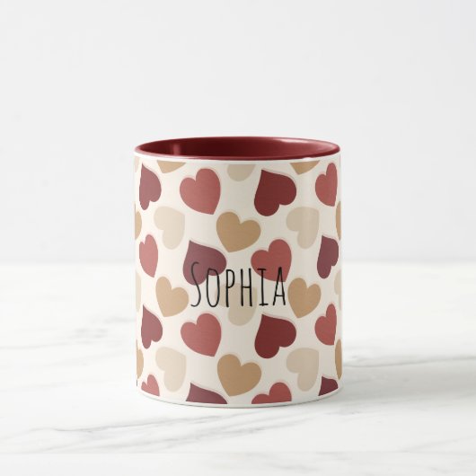 Creme Gold Rote Herzen Tasse (Zentrum)