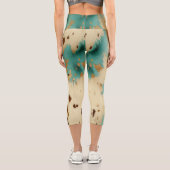 Creme Gold Türkis Cowhide Capri Leggings (Rückseite)