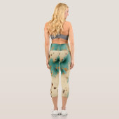 Creme Gold Türkis Cowhide Capri Leggings (Rückseite)