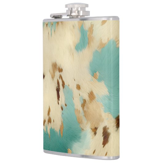 Creme Gold Türkis Cowhide Flachmann (Links)