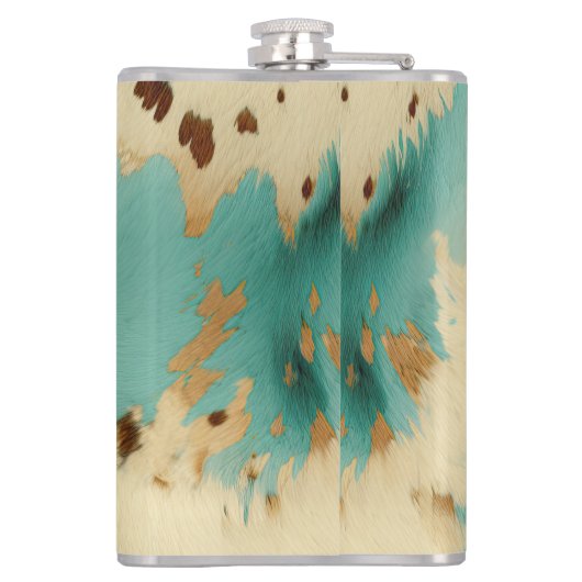 Creme Gold Türkis Cowhide Flachmann (Rückseite)