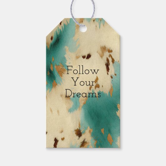 Creme Gold Türkis Cowhide Geschenkanhänger (Vorderseite)