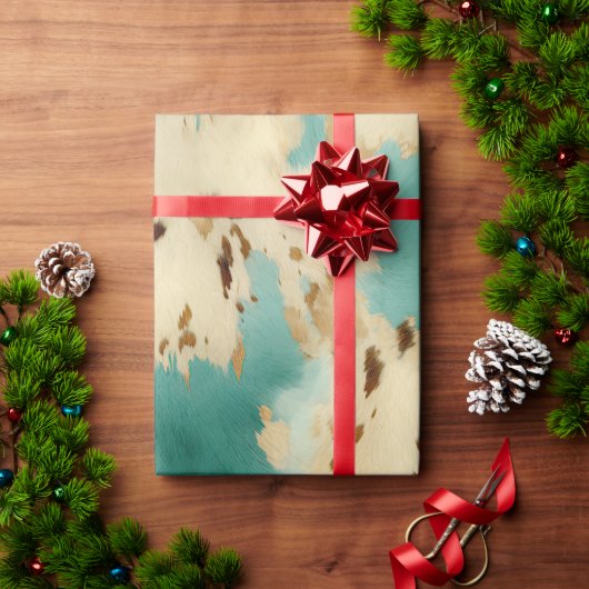 Creme Gold Türkis Cowhide Geschenkpapier (Feiertagsgeschenk)