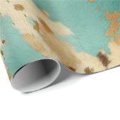 Creme Gold Türkis Cowhide Geschenkpapier (Rolleneckpunkt)