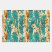 Creme Gold Türkis Cowhide Geschenkpapier Set (Vorderseite 3)