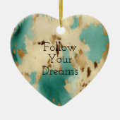 Creme Gold Türkis Cowhide Keramik Ornament (Vorne)