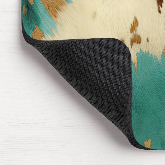 Creme Gold Türkis Cowhide Mousepad (Ecke)