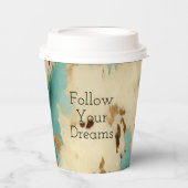 Creme Gold Türkis Cowhide Pappbecher (Vorderseite)