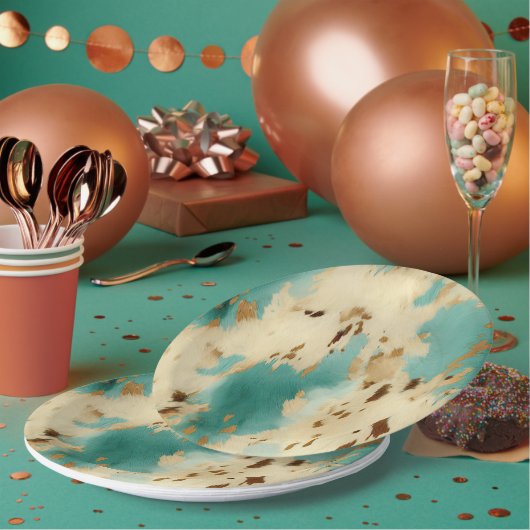 Creme Gold Türkis Cowhide Pappteller (Multi)