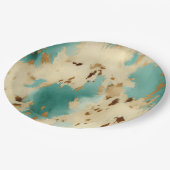 Creme Gold Türkis Cowhide Pappteller (Schrägansicht)