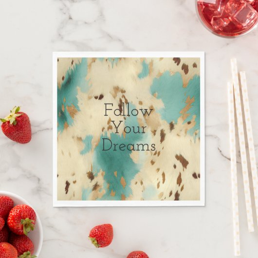 Creme Gold Türkis Cowhide Serviette (Beispiel)