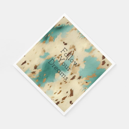 Creme Gold Türkis Cowhide Serviette (Ecke)
