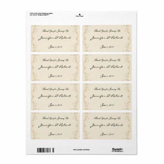 Creme Gold Vintag Pinstriche Wasserflasche (Vorne)