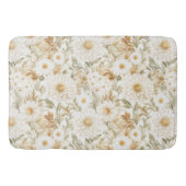 Creme Gold Weiß Landblumen Badematte (Vorderseite)