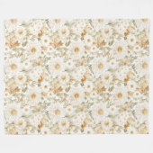 Creme Gold Weiß Landblumen Fleecedecke (Vorderseite (Horizontal))