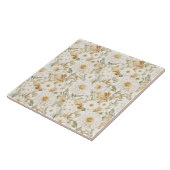 Creme Gold Weiß Landblumen Fliese (Seite)