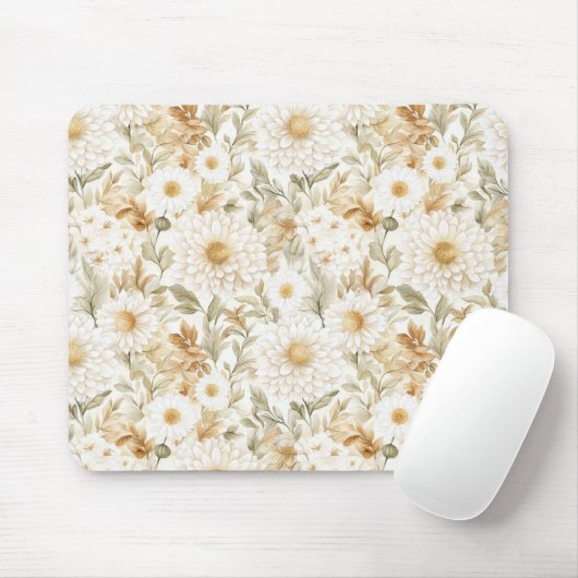 Creme Gold Weiß Landblumen Mousepad (Mit Mouse)