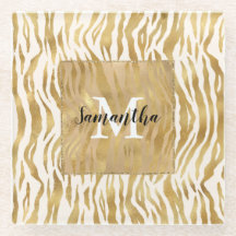 Creme Gold Zebra Print Monogram