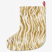 Creme Gold Zebra Print Monogram Großer Weihnachtsstrumpf (Rückseite)