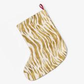 Creme Gold Zebra Print Monogram Großer Weihnachtsstrumpf (Rückseite (Hängend))