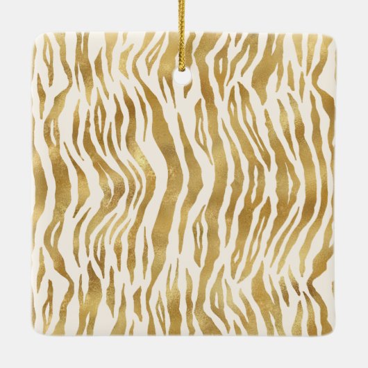 Creme Gold Zebra Print Monogram Keramikornament (Rückseite)