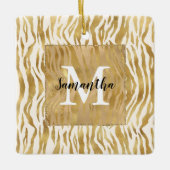 Creme Gold Zebra Print Monogram Keramikornament (Vorderseite)