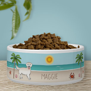 Creme Golden Retriever an einem tropischen Sommers Napf