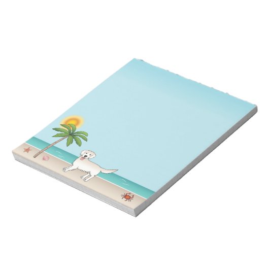 Creme Golden Retriever an einem tropischen Sommers Notizblock (Rotiert)