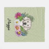 Creme Golden Retriever farbige Blume und Name Fleecedecke (Vorderseite (Horizontal))