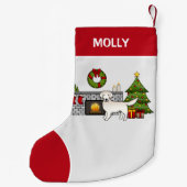 Creme Golden Retriever in einem Weihnachtszimmer u Kleiner Weihnachtsstrumpf (Rückseite)