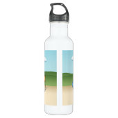 Creme Golden Retriever mit Agility Edelstahlflasche (Rückseite)