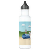 Creme Golden Retriever mit Agility Edelstahlflasche (Links)