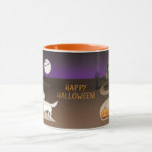 Creme Golden Retriever und Halloween Spuk Haus Tasse (Zentrum)