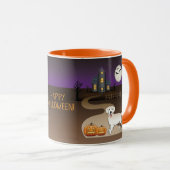 Creme Golden Retriever und Halloween Spuk Haus Tasse (VorderseiteRechts)