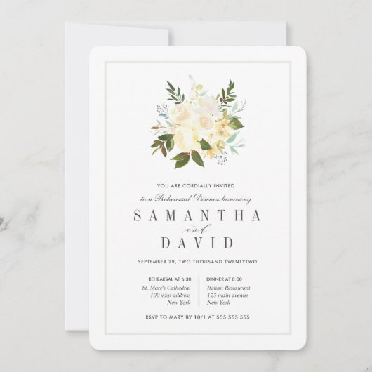 Creme + Grau | Bio Hochzeit Probe Dinner Einladung (Vorderseite)