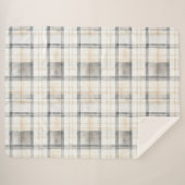Creme Grau Gelb Kariert Gestreift Sherpadecke (Vorderseite (Horizontal))