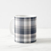 Creme & Grau-Karierter Monogramm-Letter Kaffeetasse (Vorderseite Links)