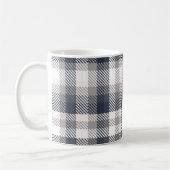 Creme & Grau-Karierter Monogramm-Letter Kaffeetasse (Links)