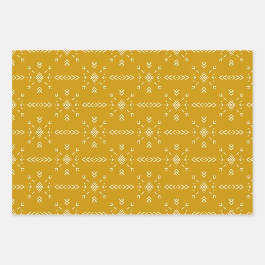 Creme, grau und gelb geschenkpapier set (Vorderseite 3)