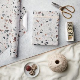 Creme Gray Moderne Terrazzo Texturmuster Geschenkpapier