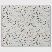 Creme Gray Moderne Terrazzo Texturmuster Geschenkpapier (Flach)