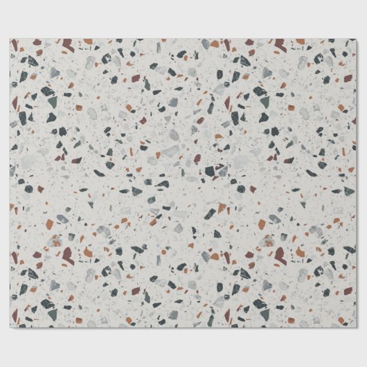 Creme Gray Moderne Terrazzo Texturmuster Geschenkpapier (Flach)