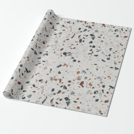 Creme Gray Moderne Terrazzo Texturmuster Geschenkpapier