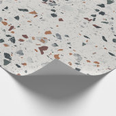 Creme Gray Moderne Terrazzo Texturmuster Geschenkpapier (Ecke)
