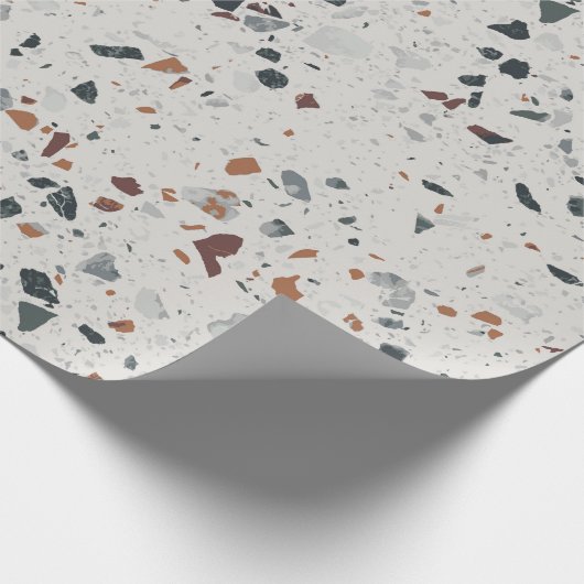 Creme Gray Moderne Terrazzo Texturmuster Geschenkpapier (Ecke)