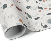 Creme Gray Moderne Terrazzo Texturmuster Geschenkpapier (Rolleneckpunkt)