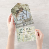 Creme Green Eucalyptus Botanischer QR-Code All In One Einladung (Abreißen)