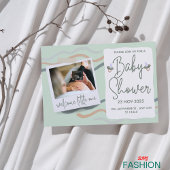 Creme & Green Niedlich Watercolor Classic Babydusc Einladung